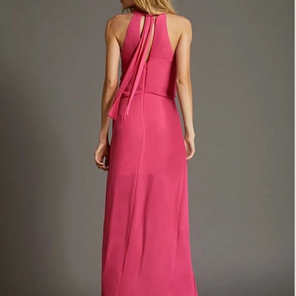 HALSTON Arymetric Draped Gown Azalea Pink 12   NEW MSRP $395 - Picture 5 of 17